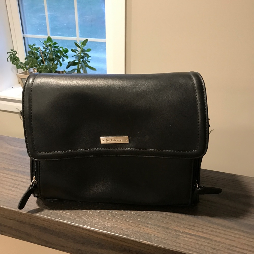 Liz Claiborne black bag; red inside